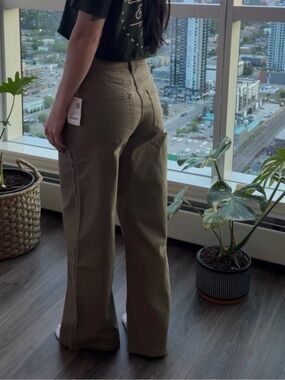 OAK + FORT Olive High-Rise Wide-Leg Jeans